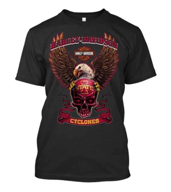 Harley Davidson Iowa State Cyclones Bald Eagle And Skull T-Shirt