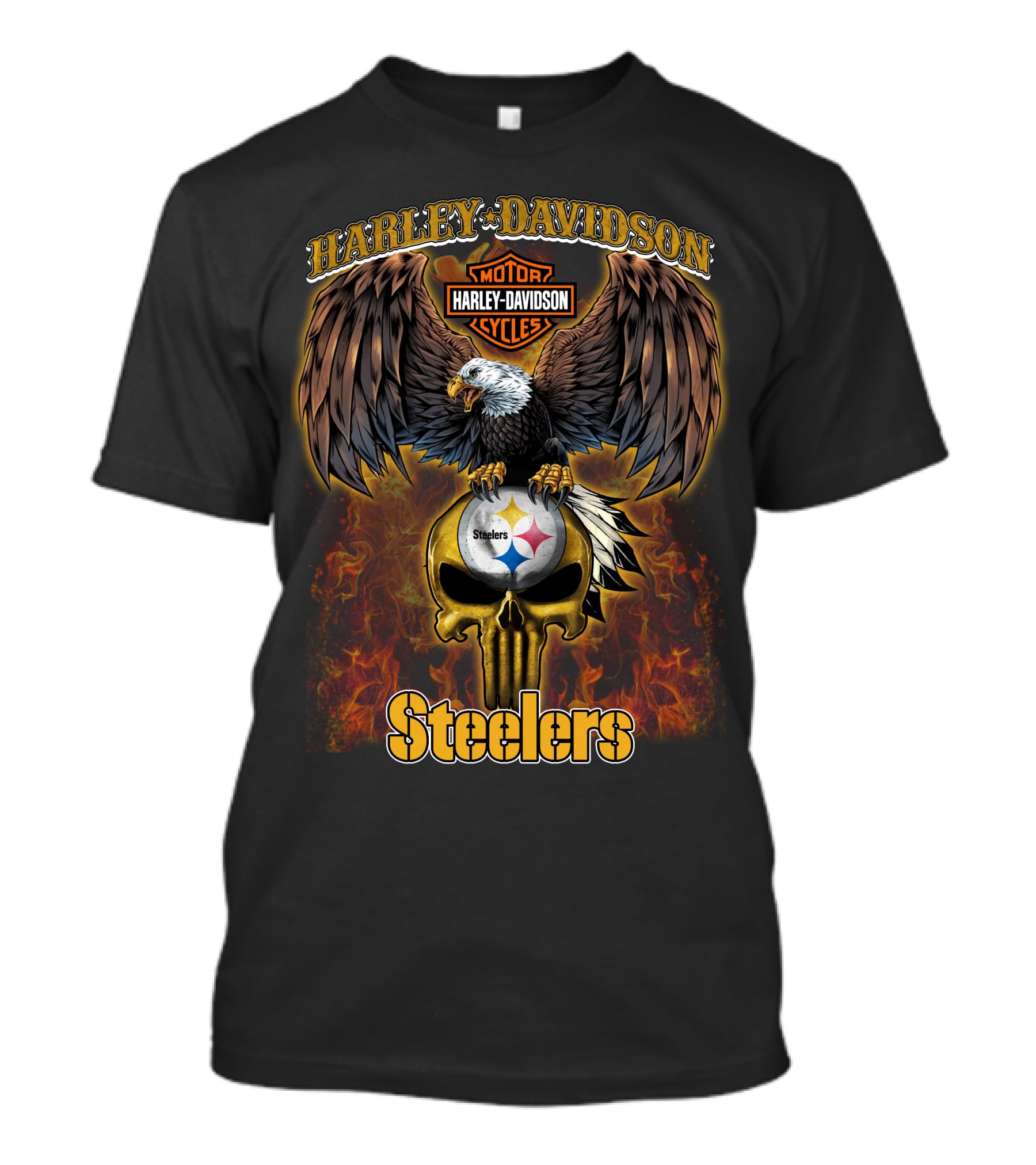Harley Davidson Motor Cycles Eagle Steelers T-Shirt