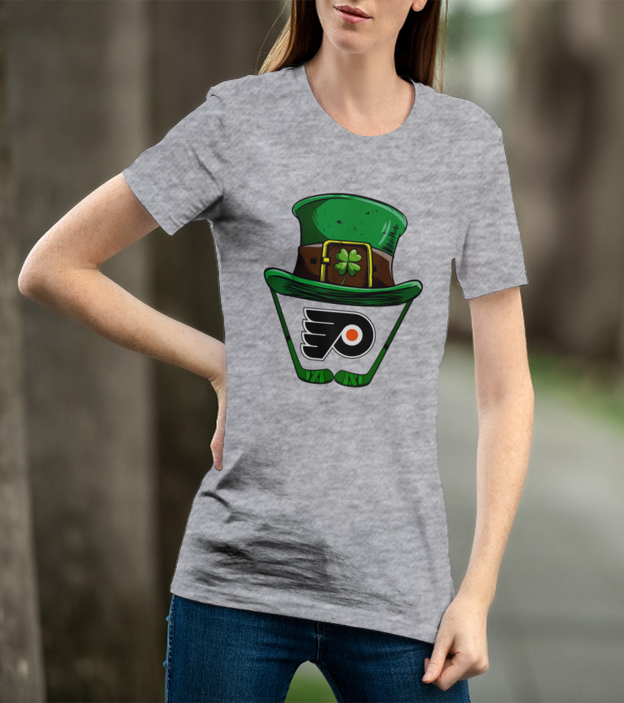 Philadelphia Flyers St. Patrick's Day Hockey Hat And Shamrock T-Shirt