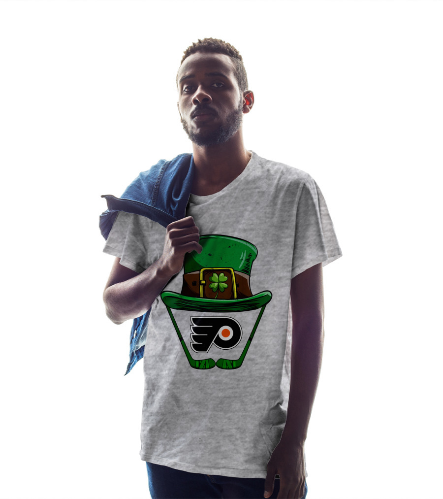 Philadelphia Flyers St. Patrick's Day Hockey Hat And Shamrock T-Shirt
