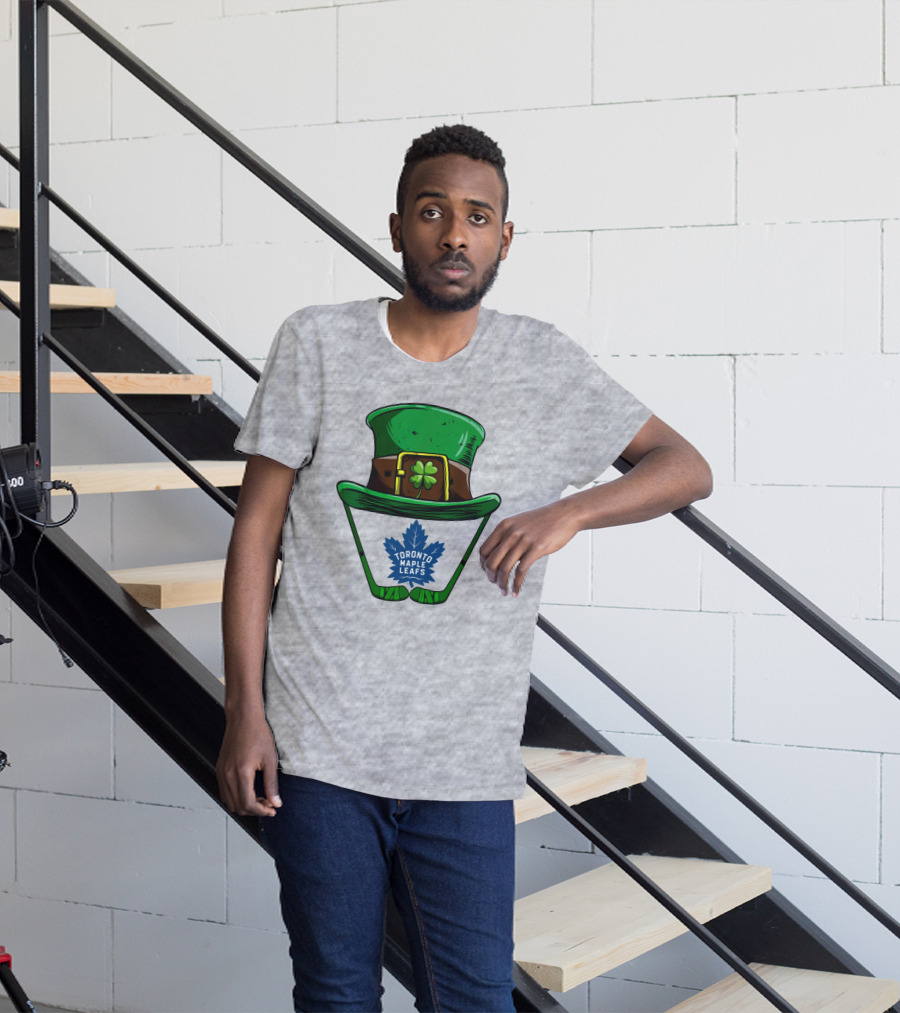 Toronto Maple Leafs St. Patrick's Day Hockey Hat And Clover T-Shirt