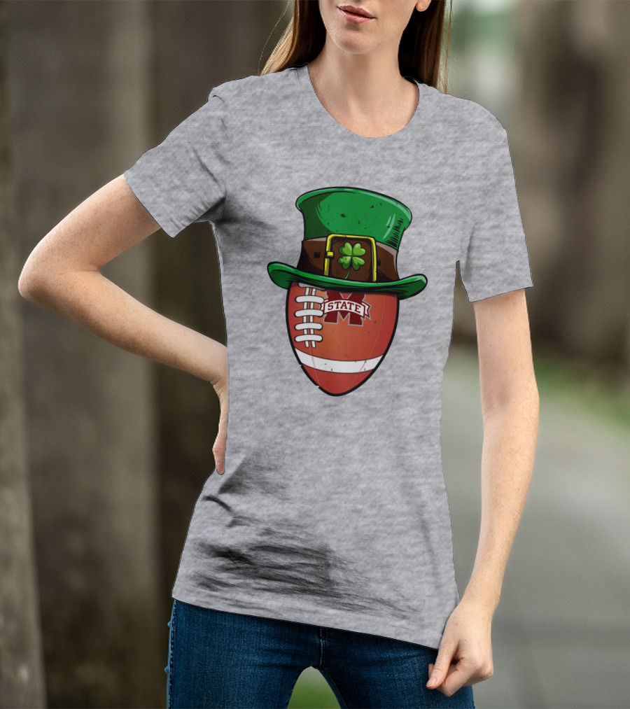 Mississippi State Bulldogs Football Leprechaun Hat Shamrock T-Shirt