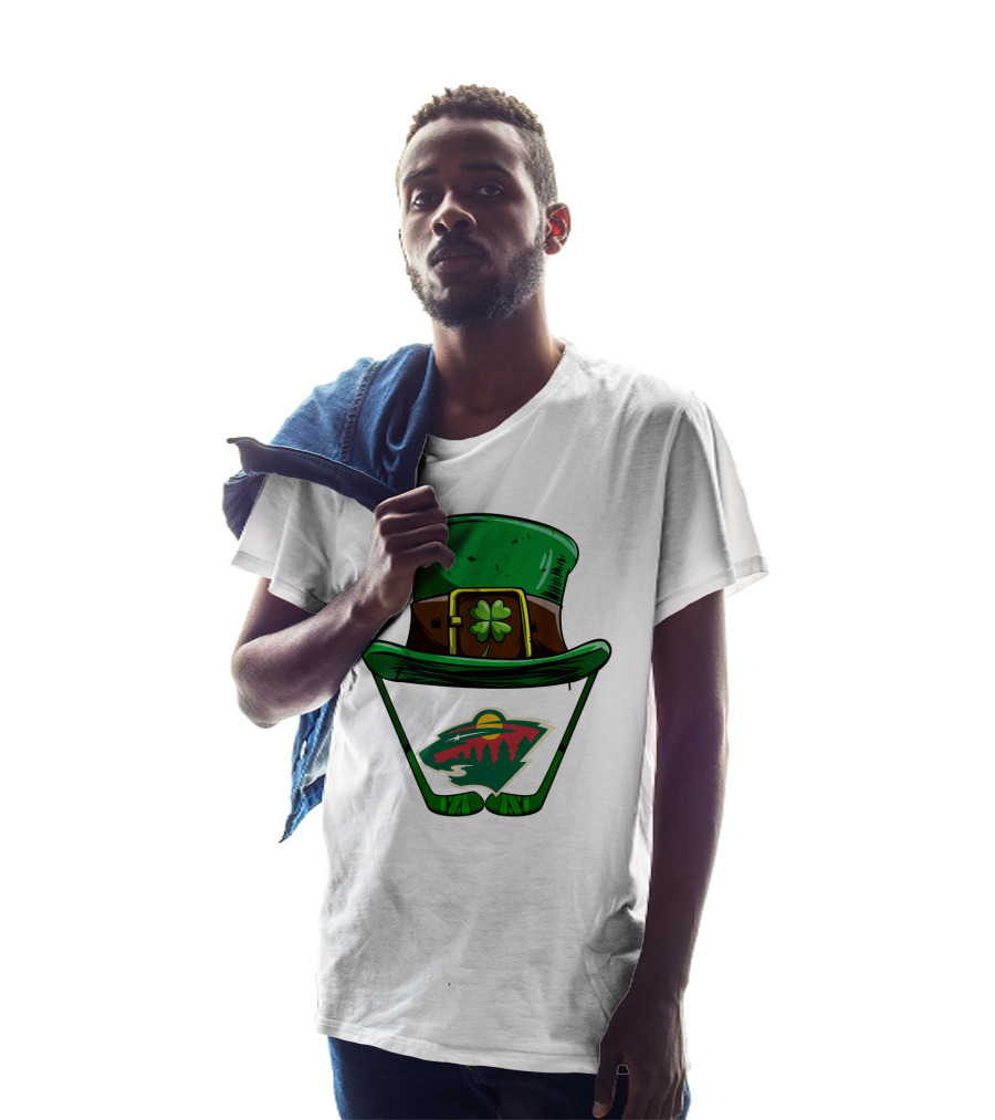 Minnesota Wild St. Patrick's Day Hockey Shamrock Hat T-Shirt