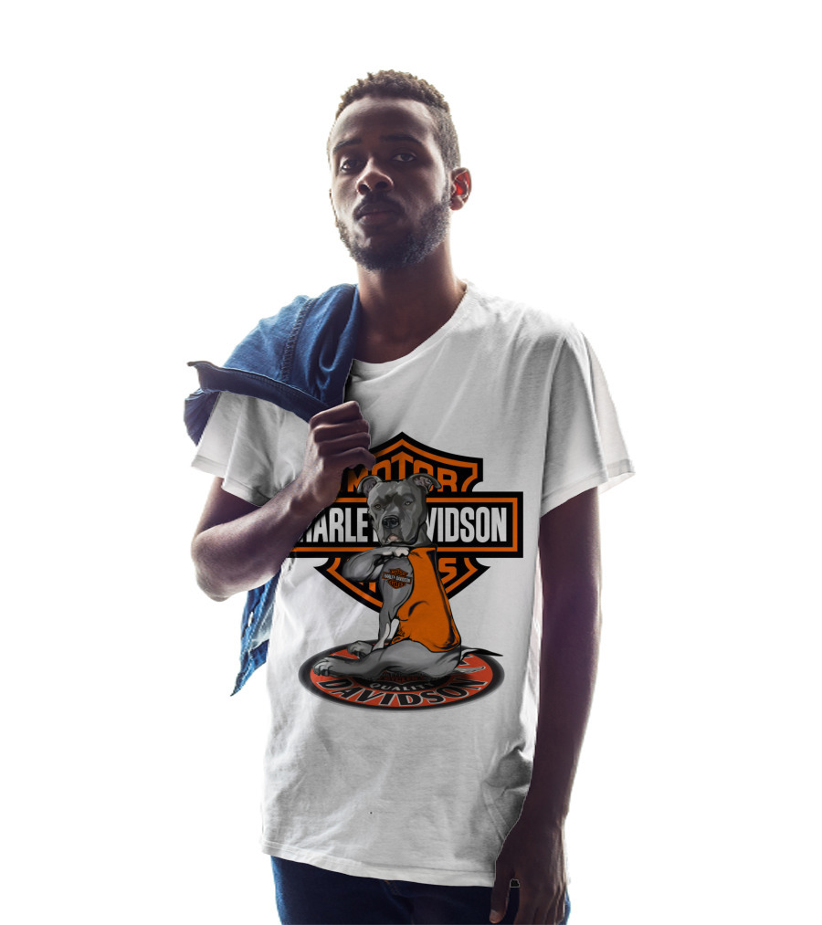 Harley Davidson Motor Cycles Pitbull Dog T-Shirt