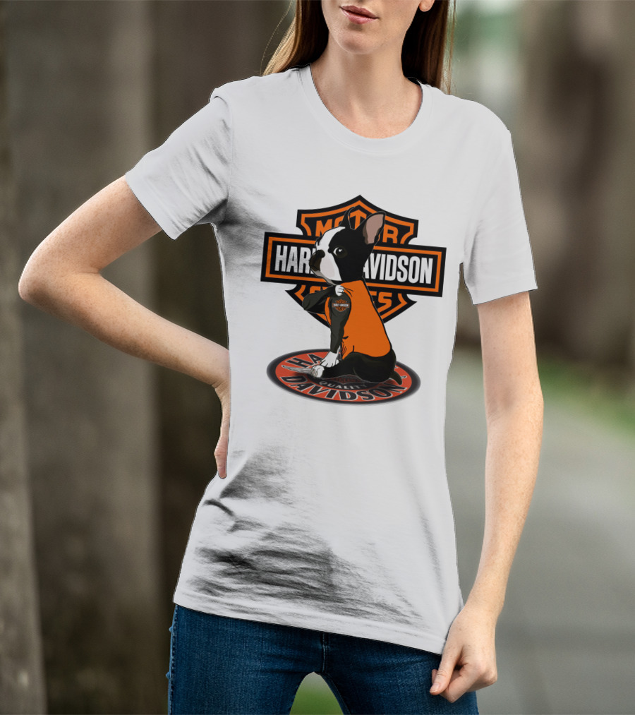 Harley Davidson Boston Terrier Motor Cycles T-Shirt