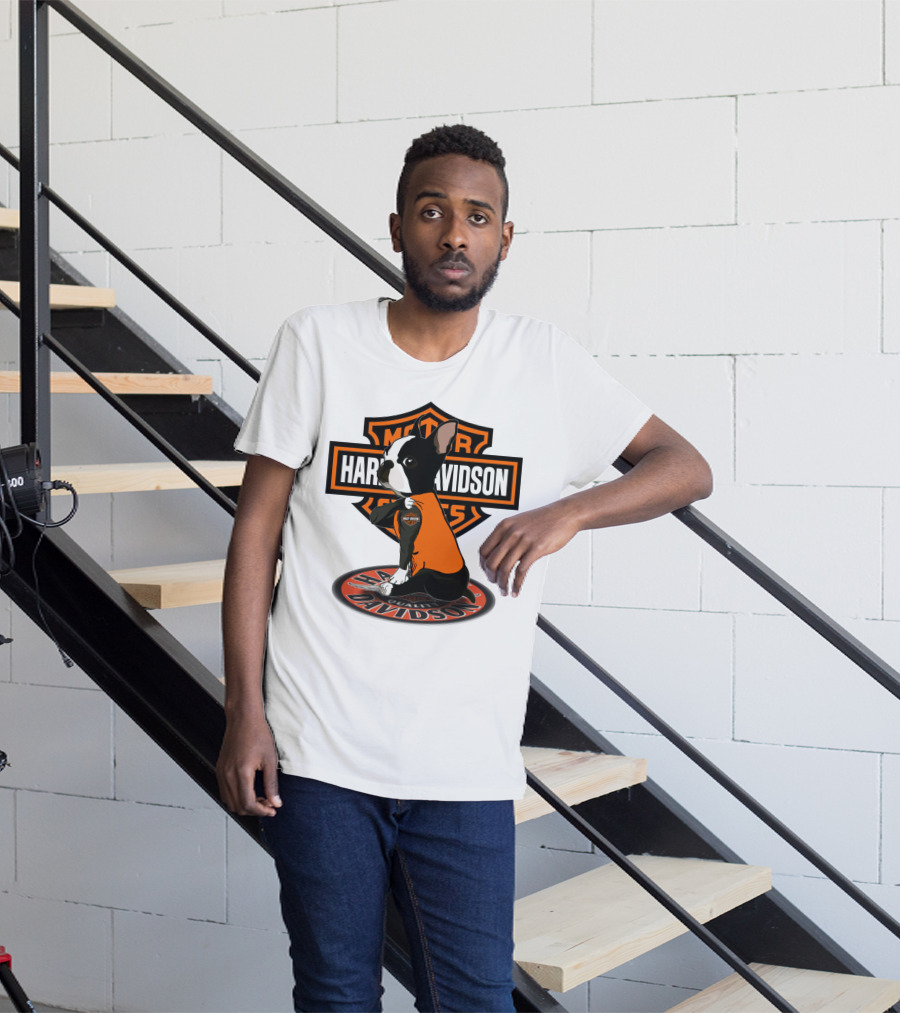 Harley Davidson Boston Terrier Motor Cycles T-Shirt
