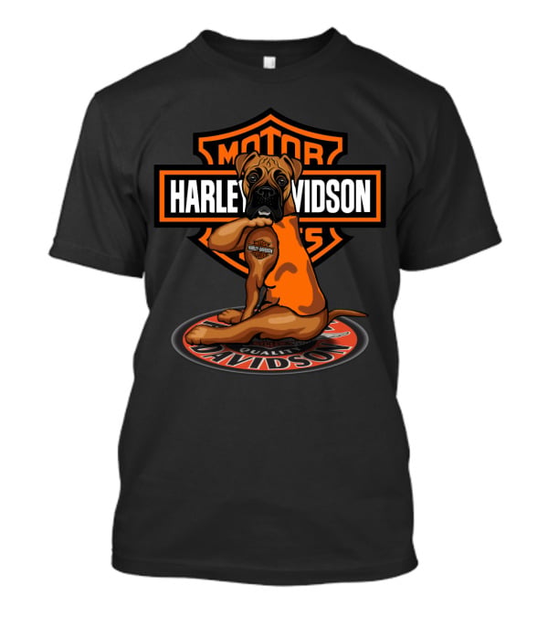 Harley Davidson Motorcycles Boxer Dog Badge T-Shirt