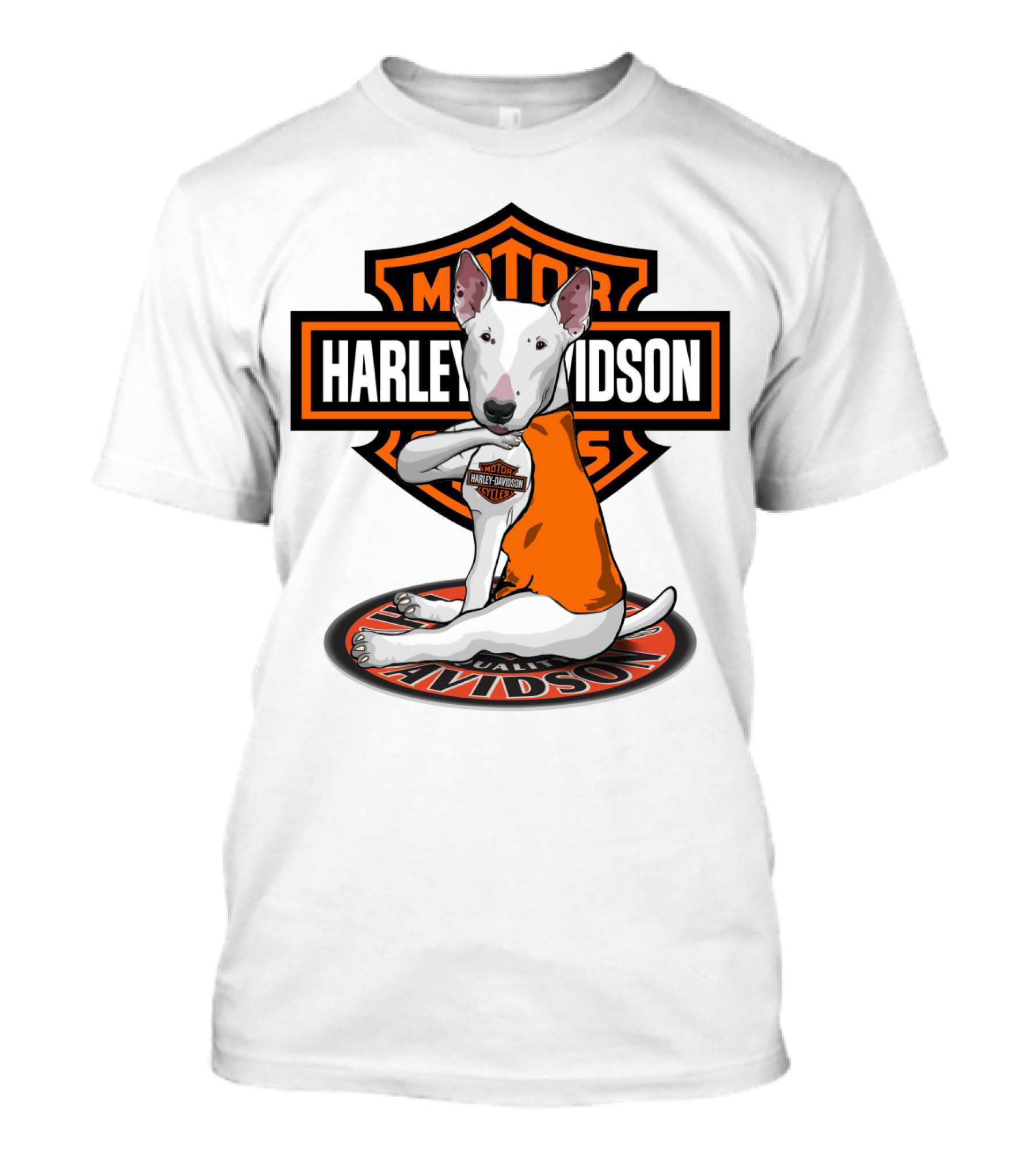 Harley Davidson Bull Terrier Motor Cycles Badge T-Shirt