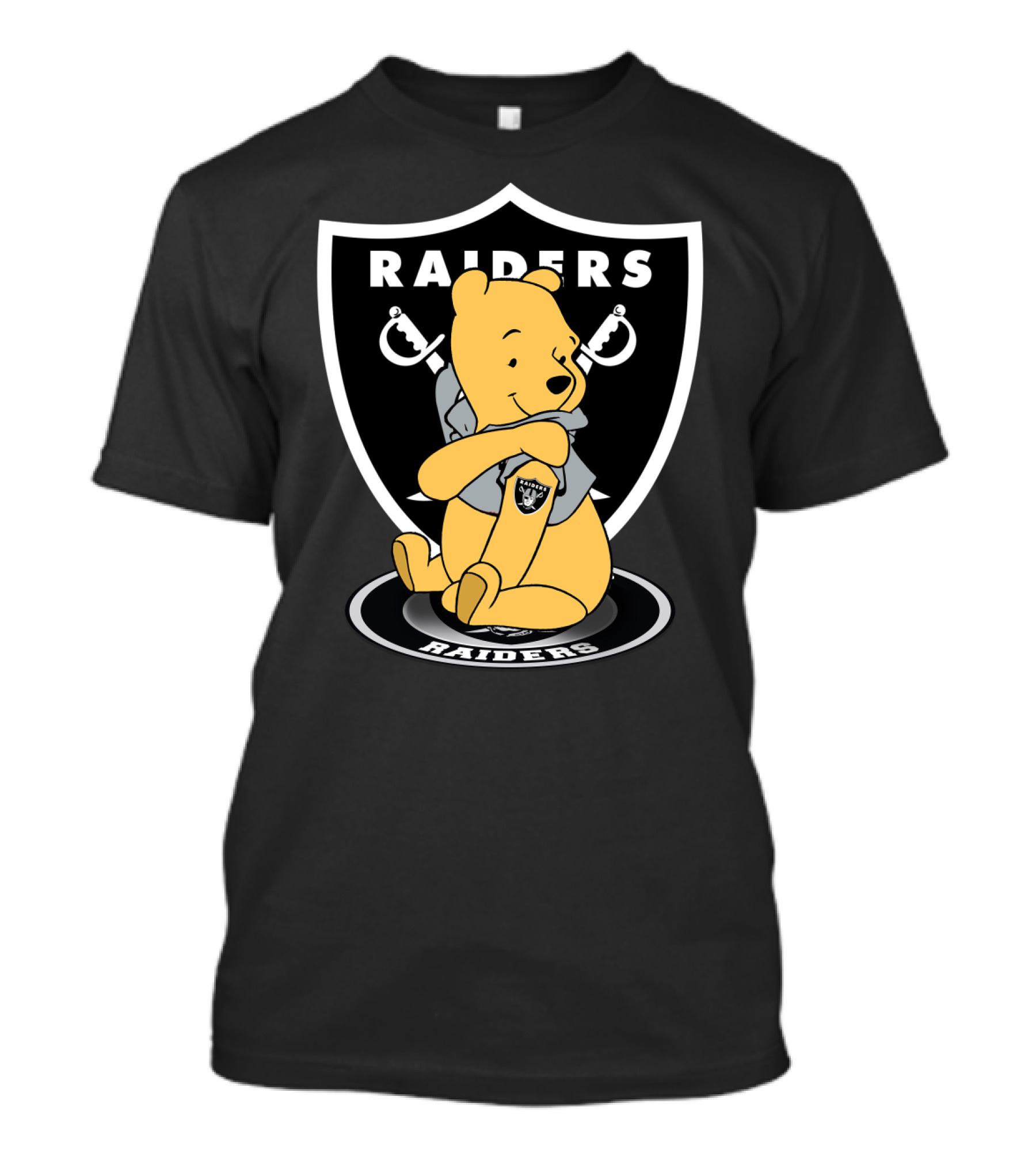 Pooh Hugging Raiders Football Emblem T-Shirt