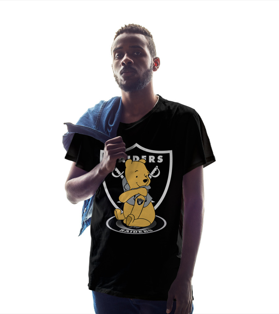 Pooh Hugging Raiders Football Emblem T-Shirt