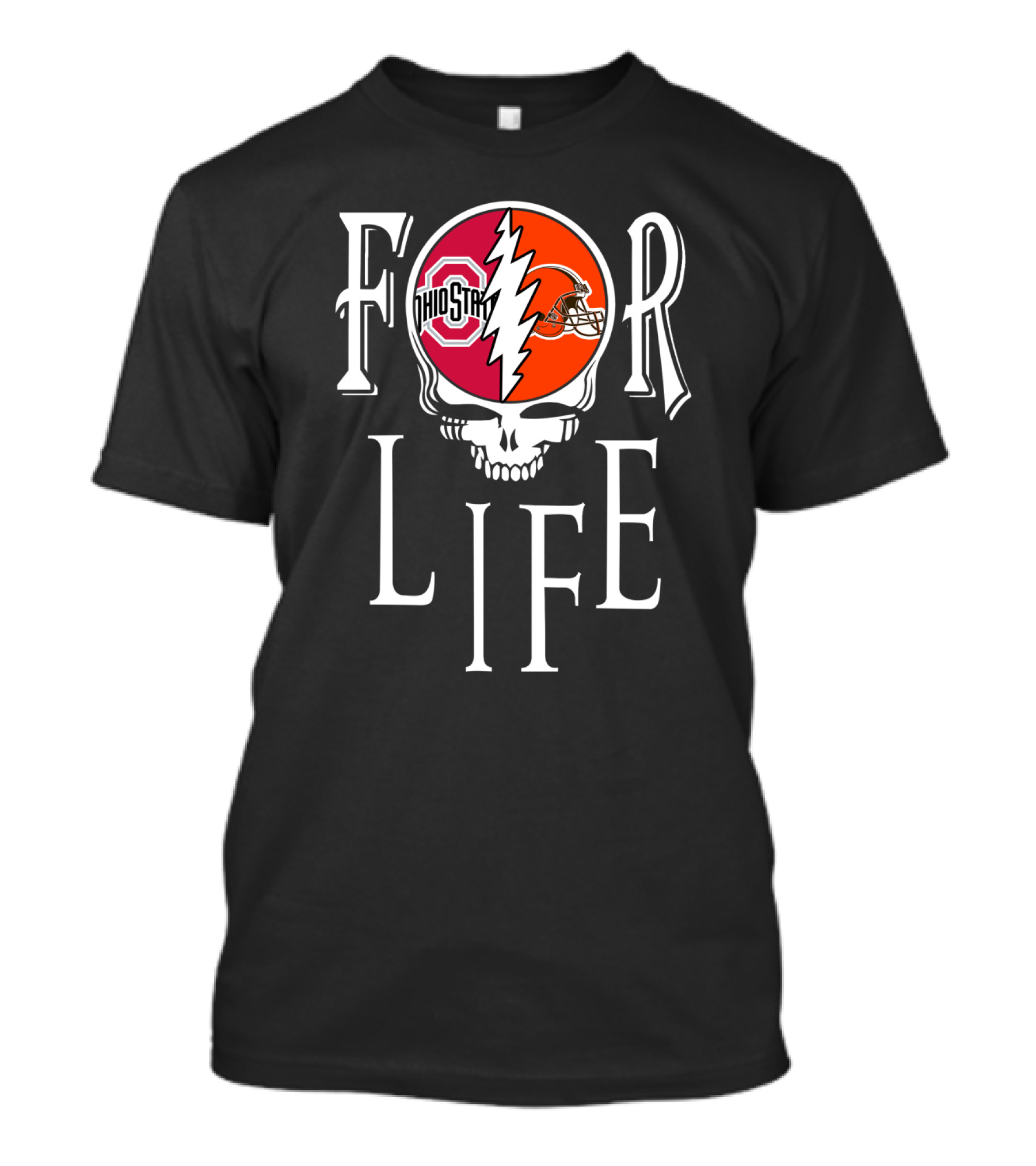 For Life Ohio State Buckeyes Cleveland Browns Skull T-Shirt