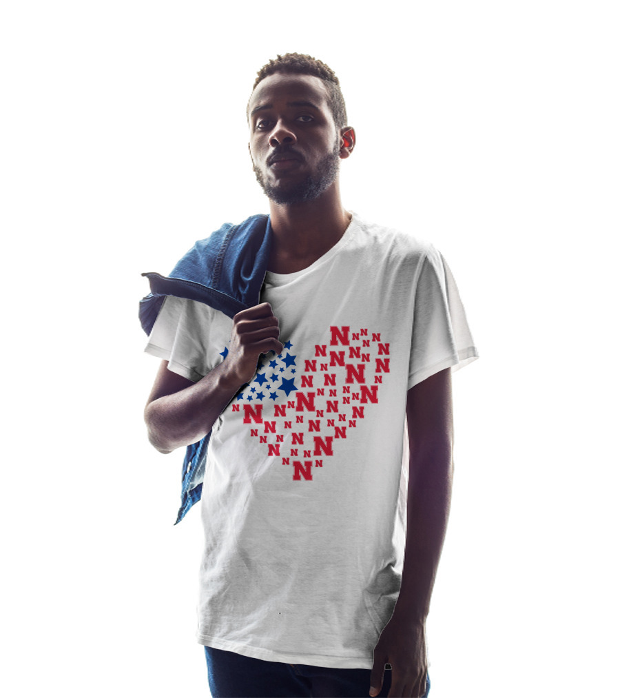 Heartflag Ncaa 19 Nebraska Red N Blue Stars T-Shirt