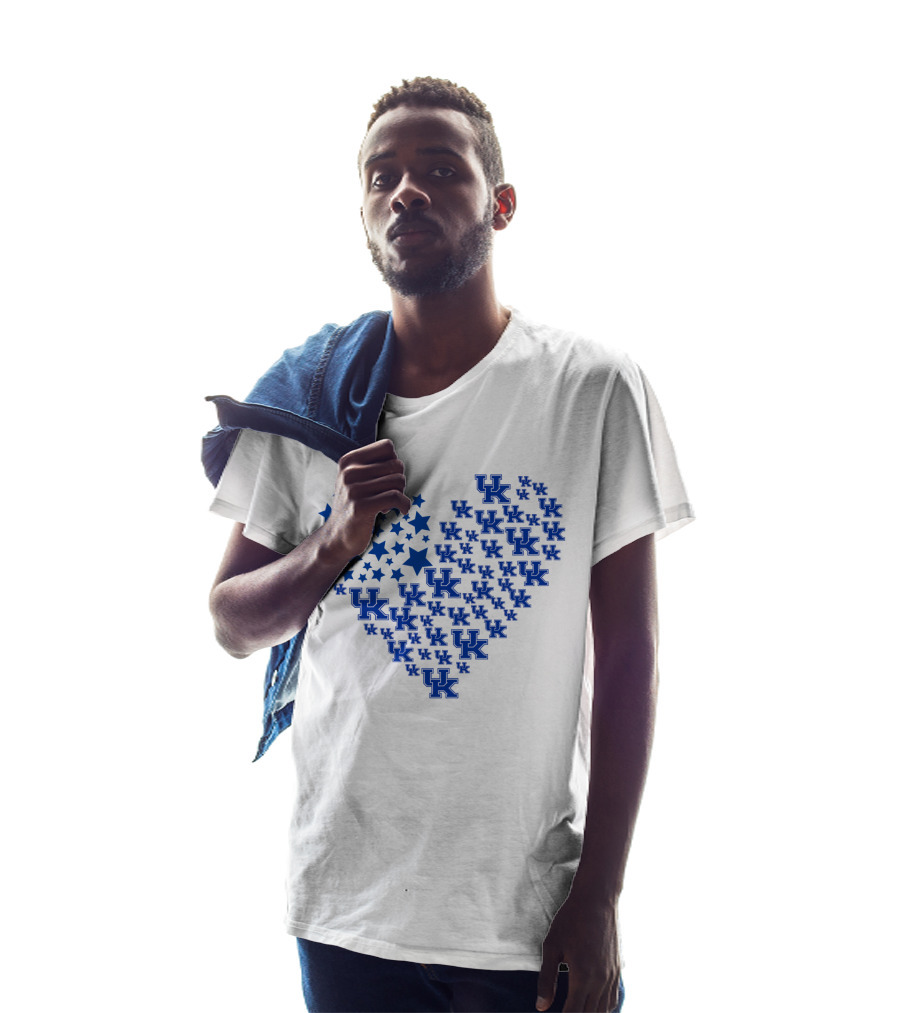Kentucky Wildcats Heart Flag Stars Uk Ncaa T-Shirt