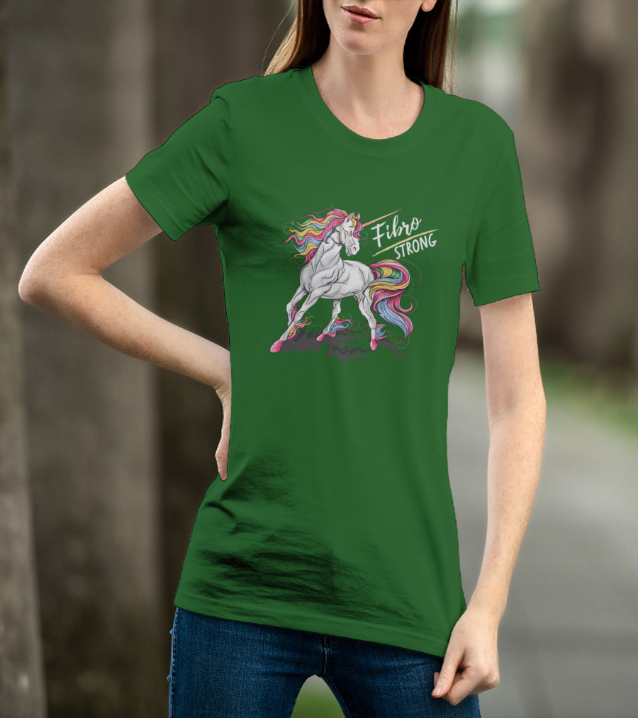 Fibro Unicorn Strong Rainbow Mane T-Shirt