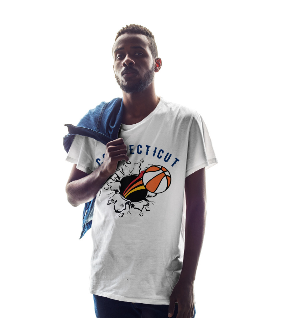 Connecticut Basketball Burst Design With Basketball T-Shirt