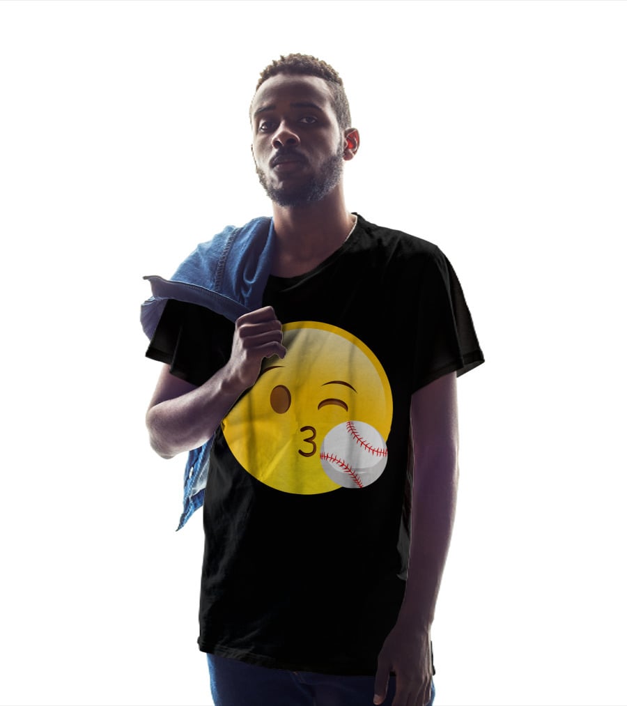 Emoji Baseball Kiss Funny Cute Sports League T-Shirt