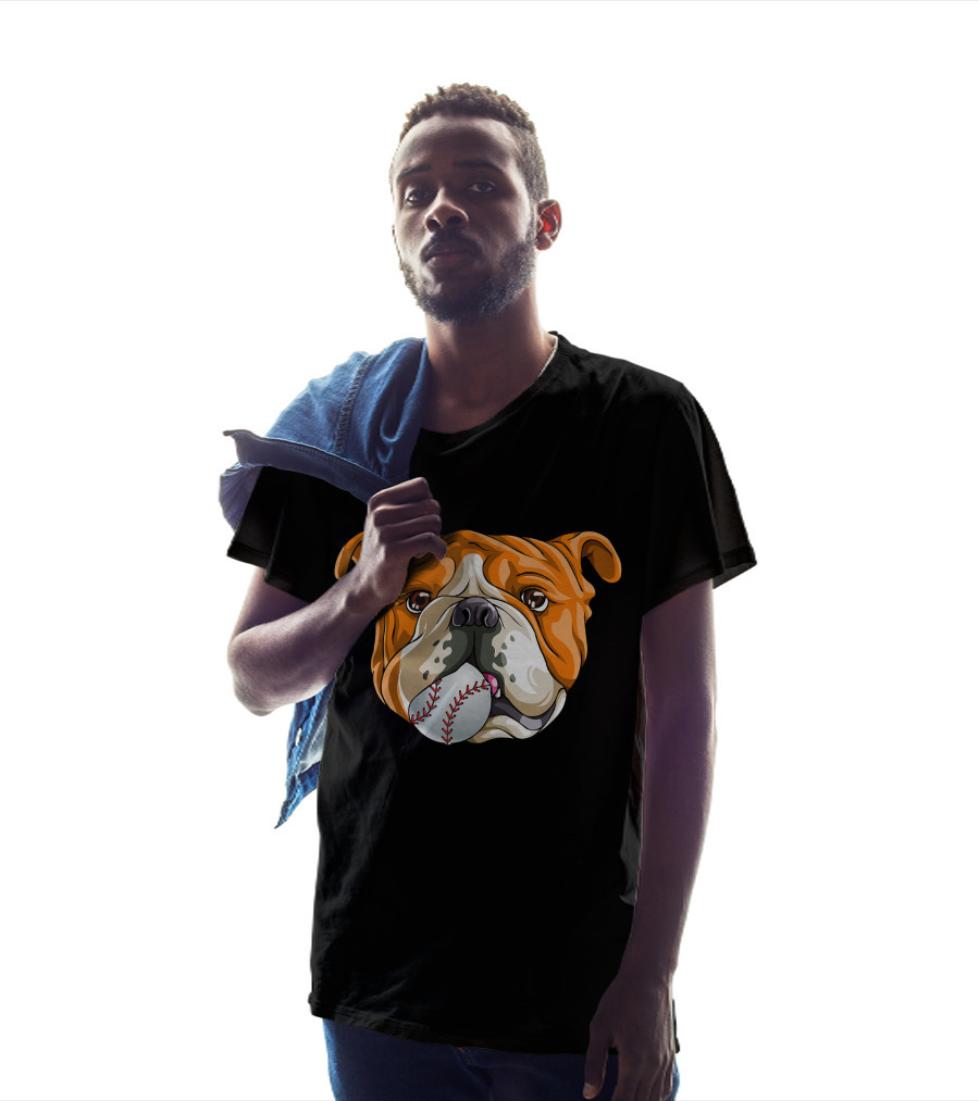 Baseball Bulldog With Ball In Mouth T-Shirt