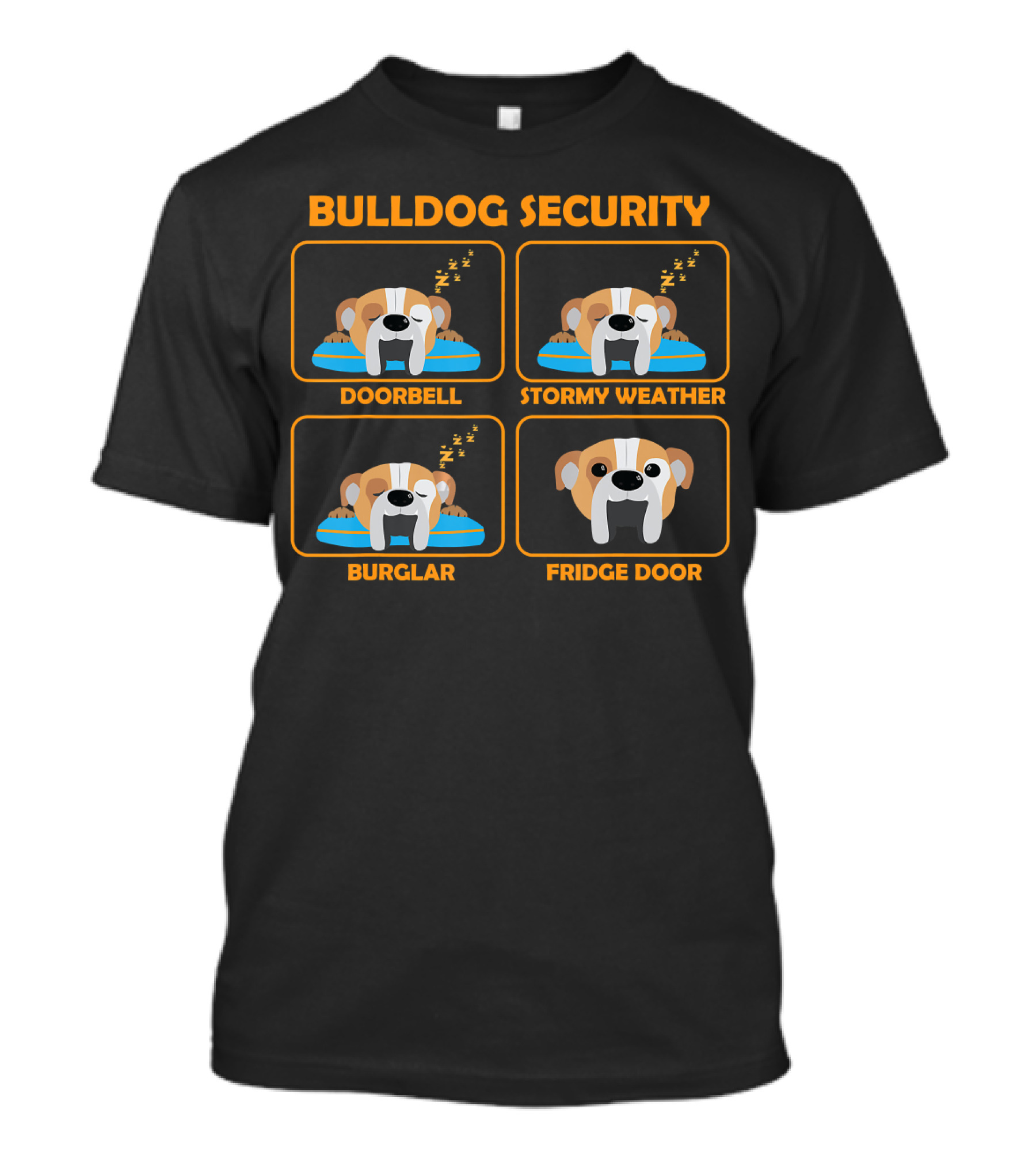 Bulldog Security Doorbell Stormy Weather Burglar Fridge Door T-Shirt