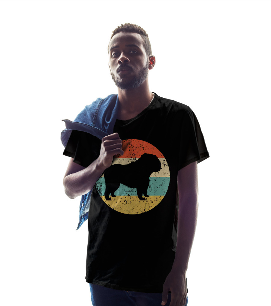 English Bulldog Retro Circle T-Shirt