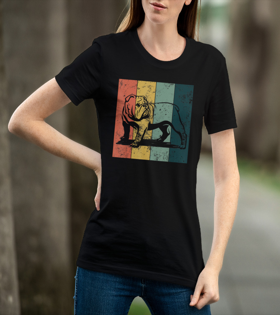 English Bulldog Vintage Stripe T-Shirt