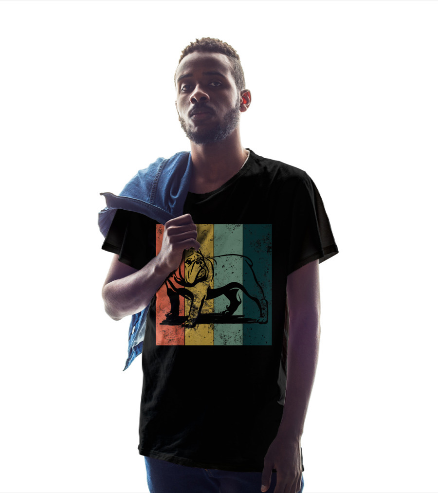 English Bulldog Vintage Stripe T-Shirt