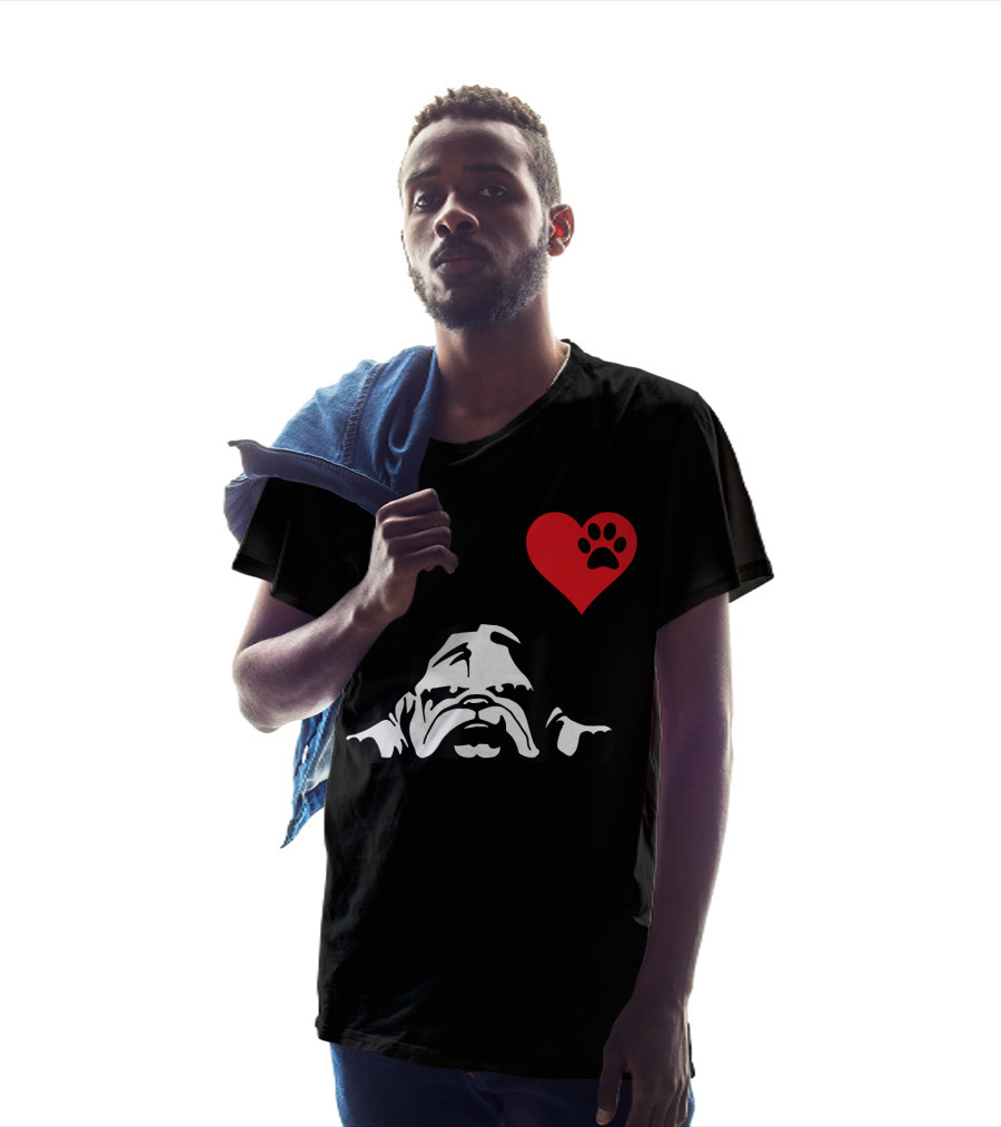 English Bulldog I Love My English Bulldog Heart Paw Prints T-Shirt