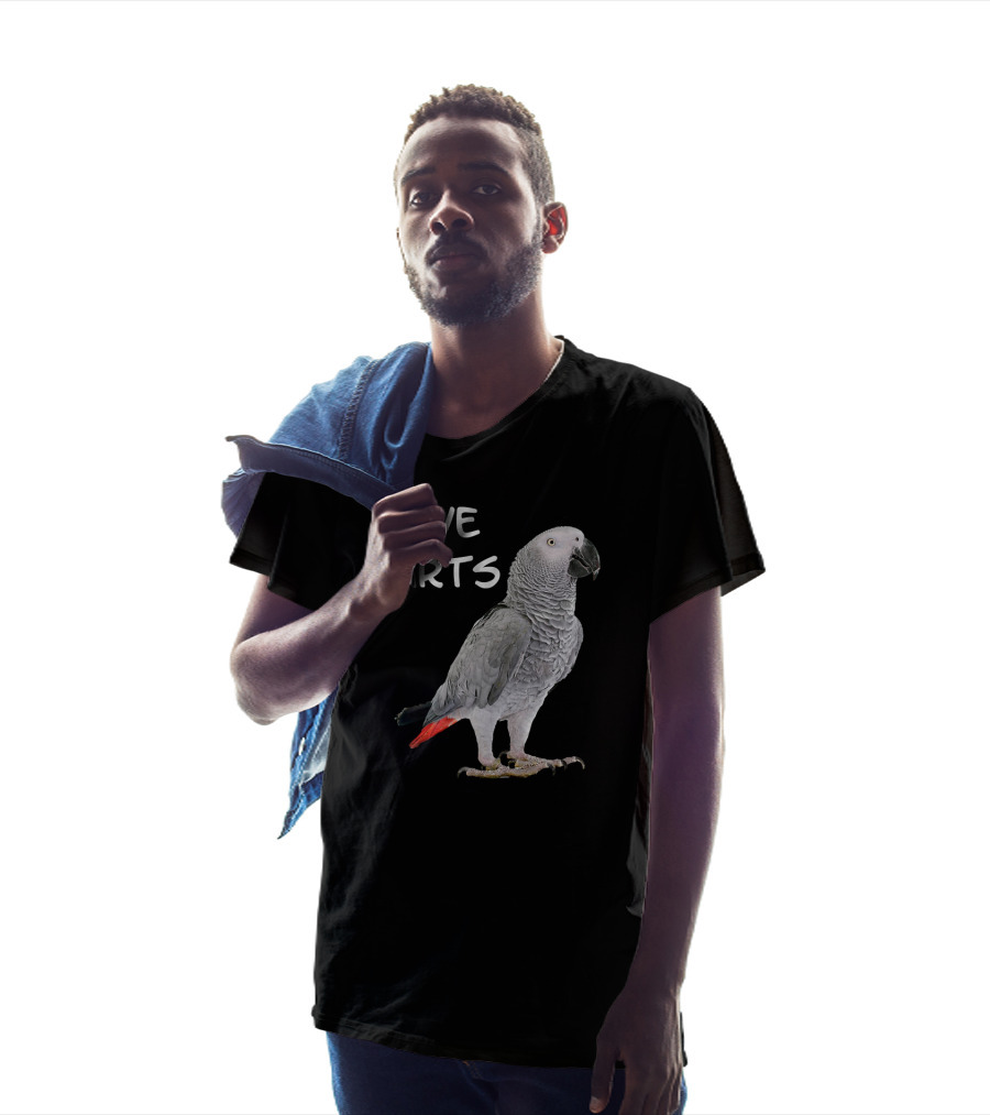 LOVE HURTS Funny African Grey Parrot Bird T-Shirt