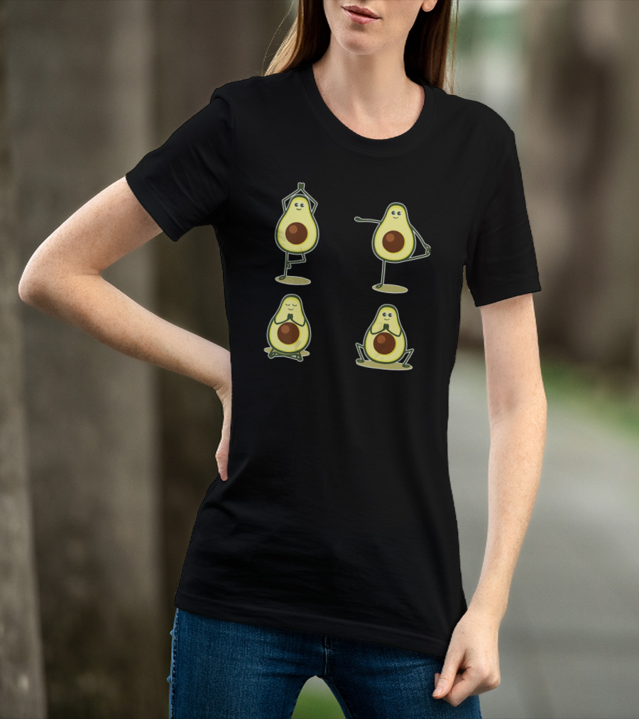 Funny Avocado Yoga Pose Meditation Characters T-Shirt