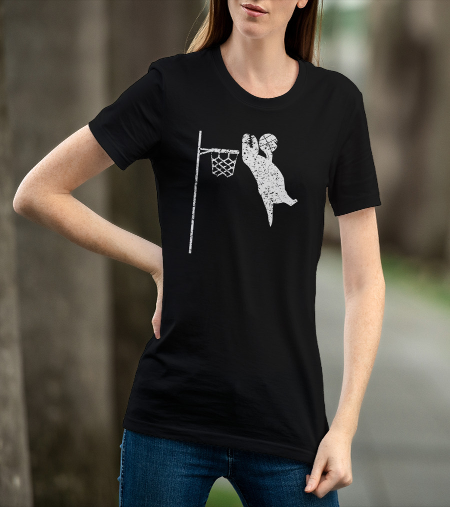 Jumping Tyrannosaurus Rex Dunks Basketball Hoop T-Shirt