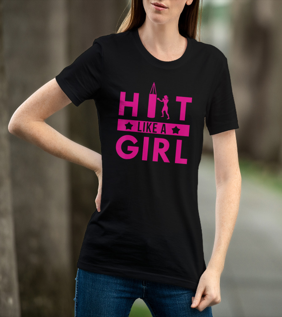 Hit Like A Girl Boxing Punching Bag Boxer T-Shirt