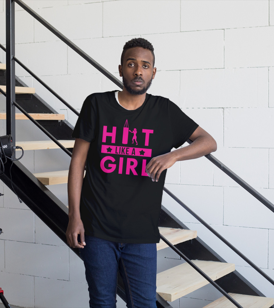 Hit Like A Girl Boxing Punching Bag Boxer T-Shirt