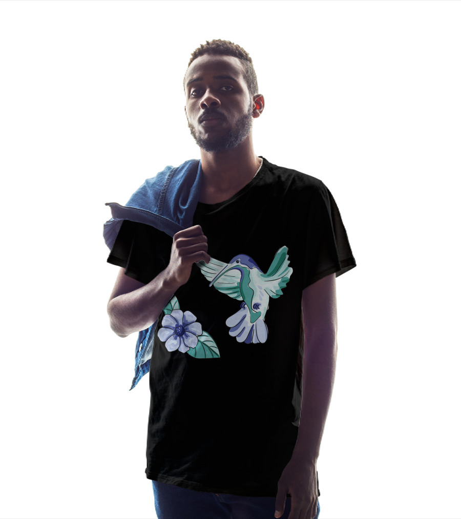 Humming Bird Flower Watercolor Aquarell Co T-Shirt