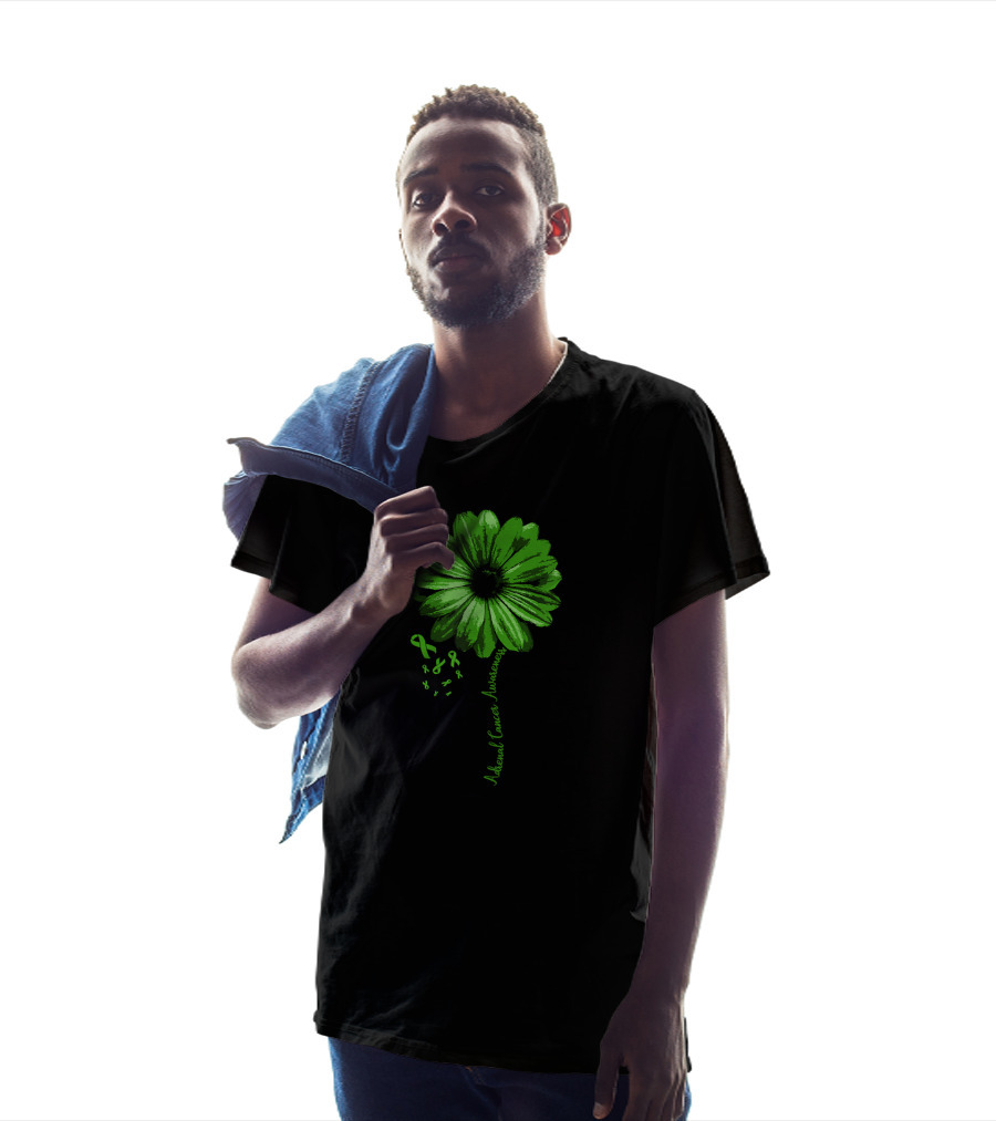 Adrenal Cancer Awareness Green Flower Ribbon T-Shirt
