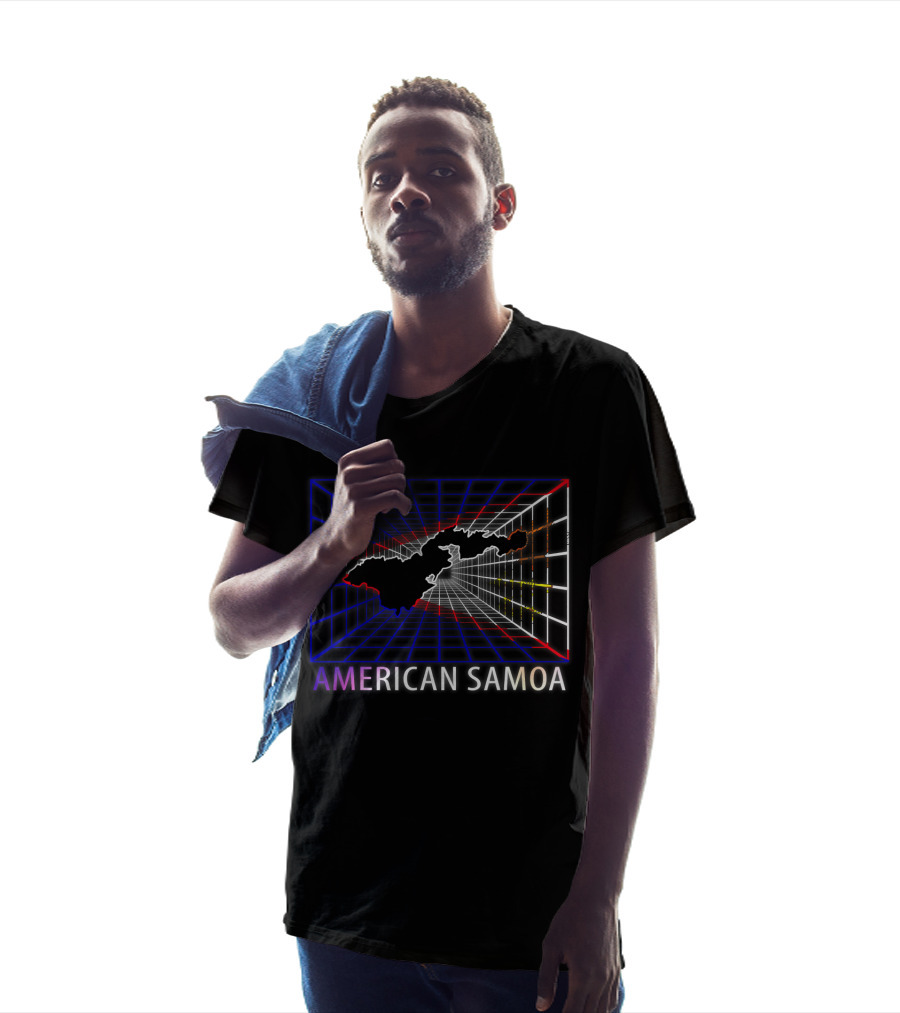 AMERICAN SAMOA Map American Samoan Retro Grid T-Shirt