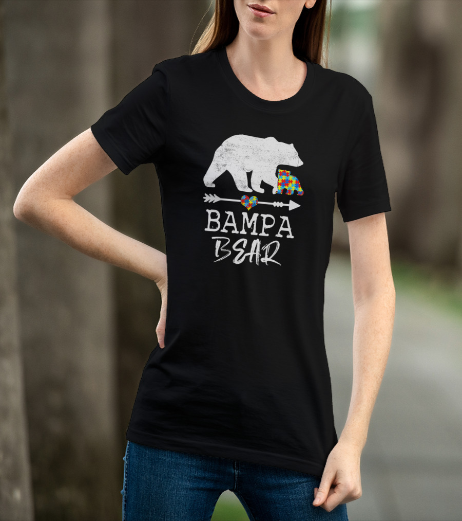 Bampa Bear Puzzle Heart Arrow Autism Awareness T-Shirt