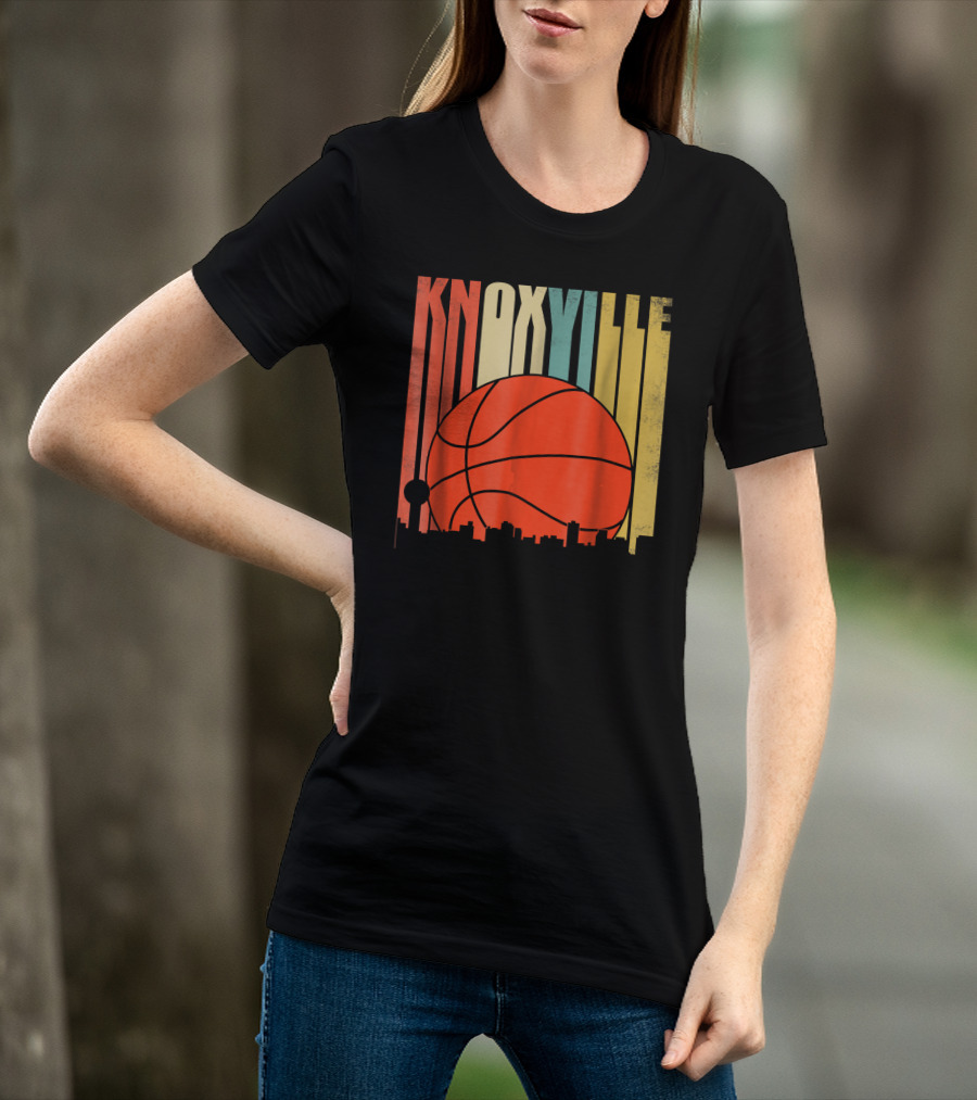 Knoxville Basketball Vintage Tennessee Skyline Sunset T-Shirt