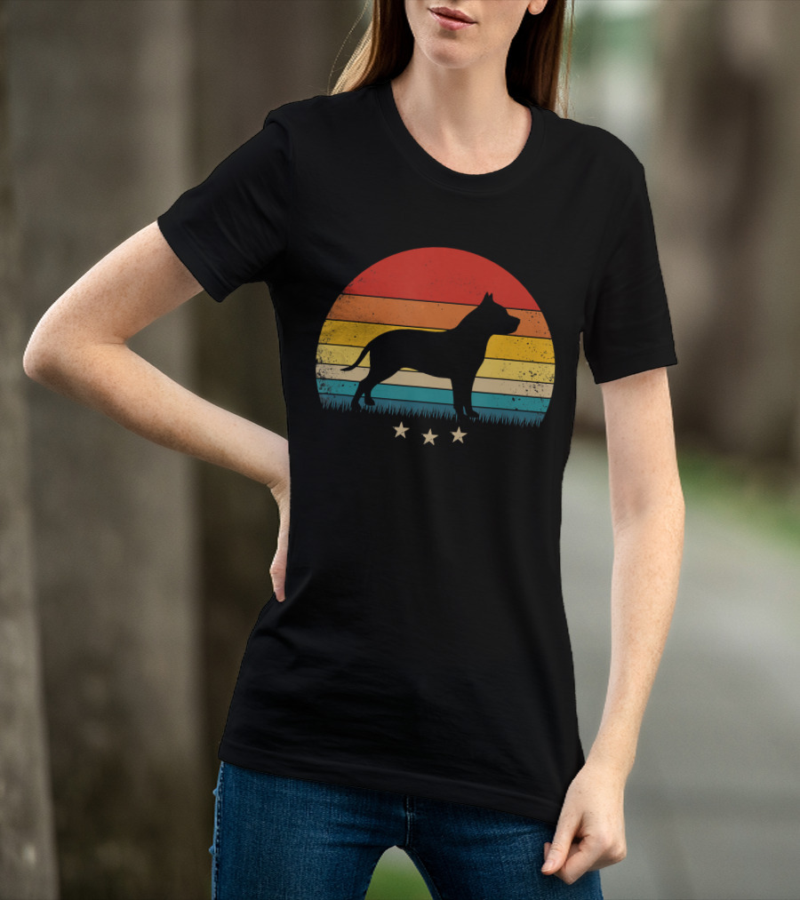 Vintage Pitbull Sunset With Stars T-Shirt