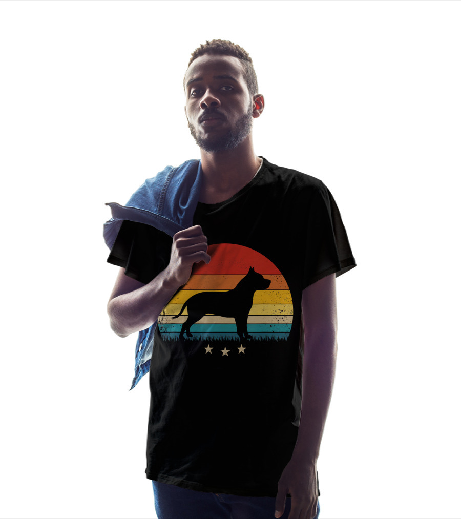 Vintage Pitbull Sunset With Stars T-Shirt