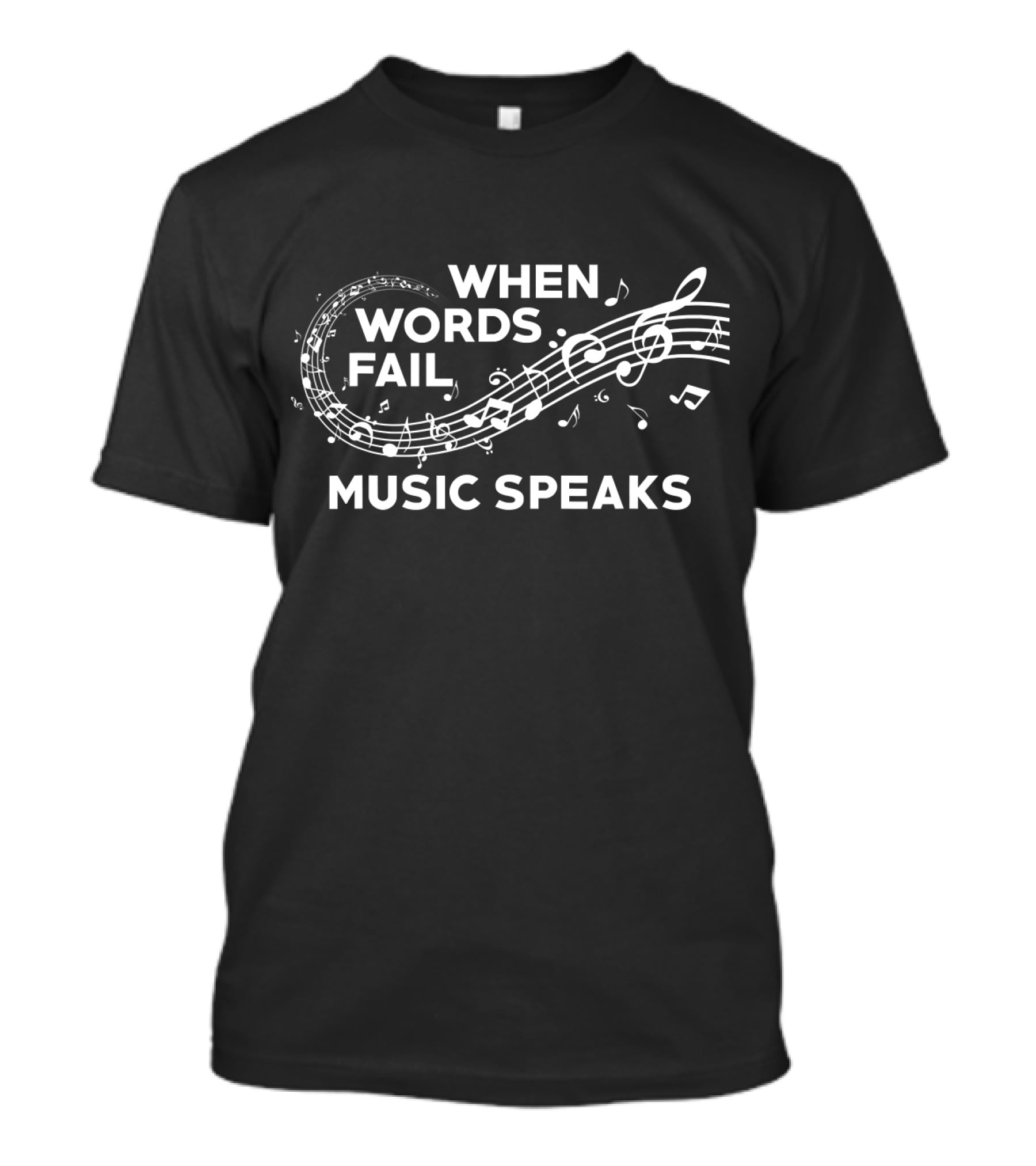When Words Fail Music Speaks Musical Notes Pattern Teacher T-Shirt