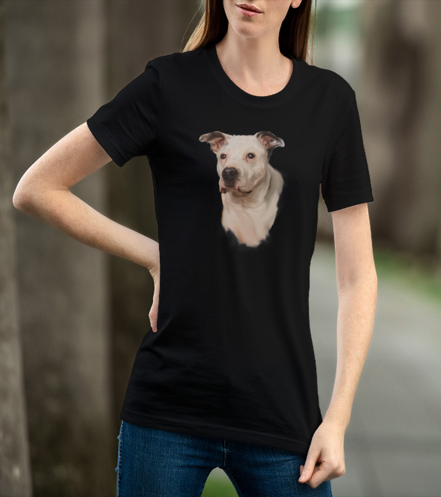 White Pit Bull Dog Portrait For Pitbull Lovers T-Shirt