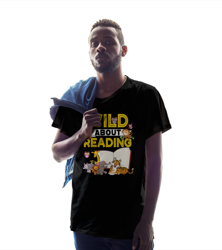 Wild About Reading Back To School Jungle Safari Animals Kids Book T-Shirt