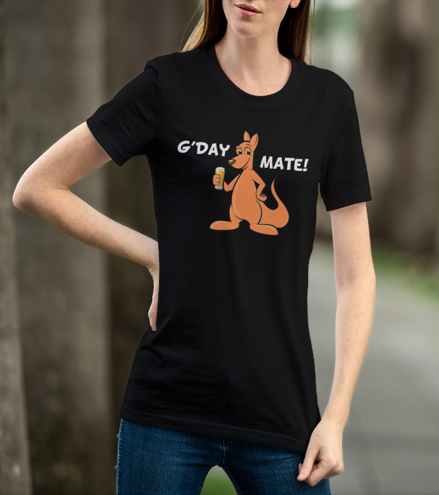 G'Day Mate Kangaroo Holding Beer T-Shirt