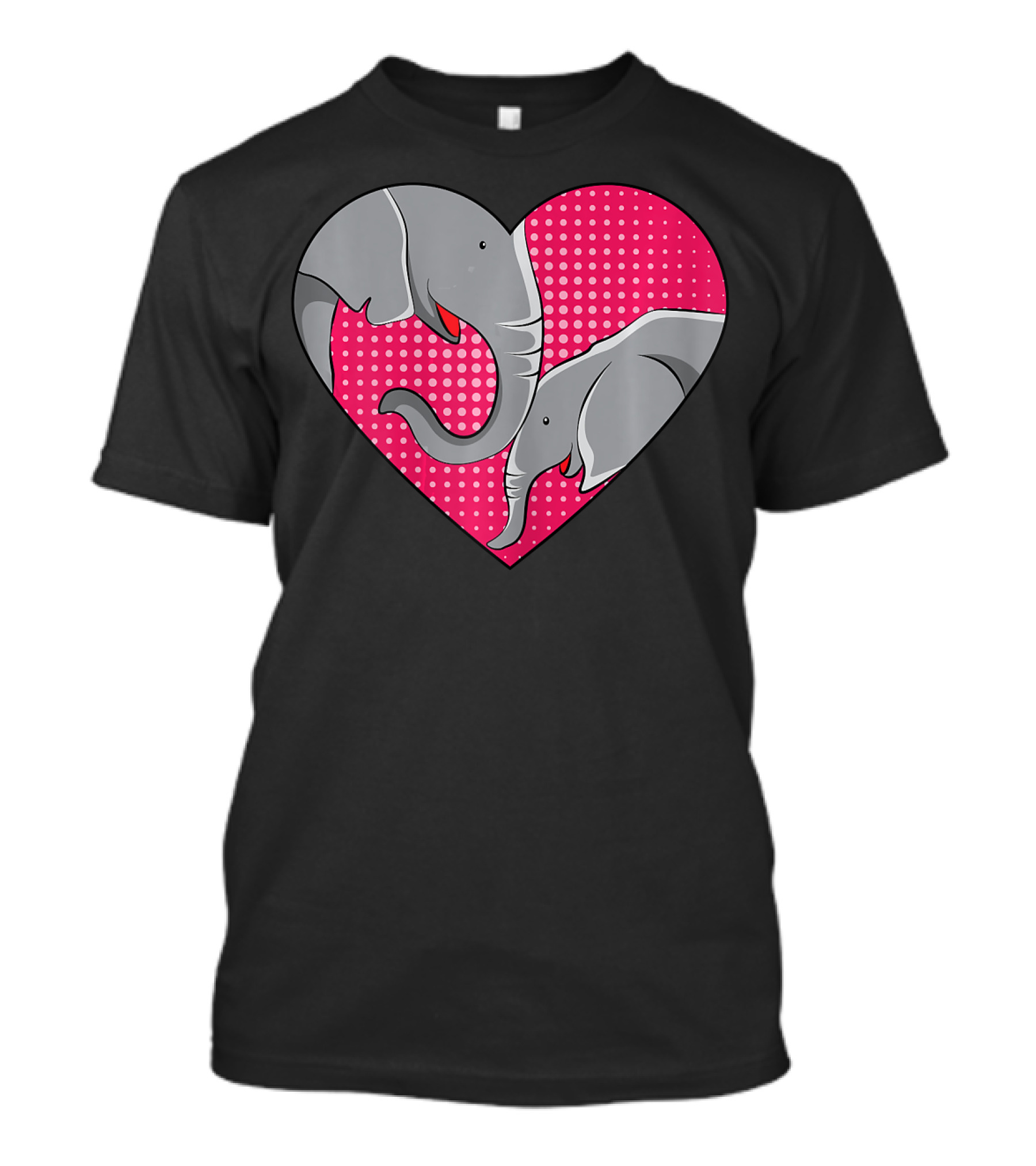 Elephant Mom Mommy Day Baby Family Heart Pink Polka Dots T-Shirt