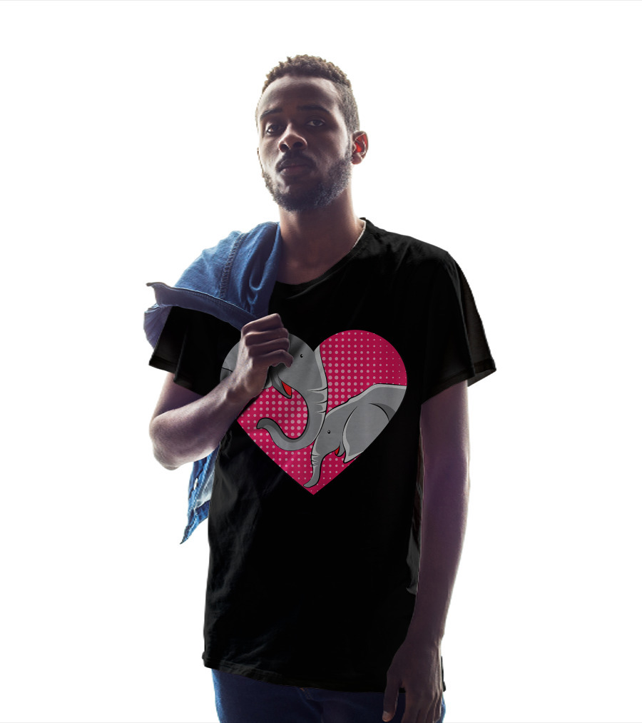 Elephant Mom Mommy Day Baby Family Heart Pink Polka Dots T-Shirt