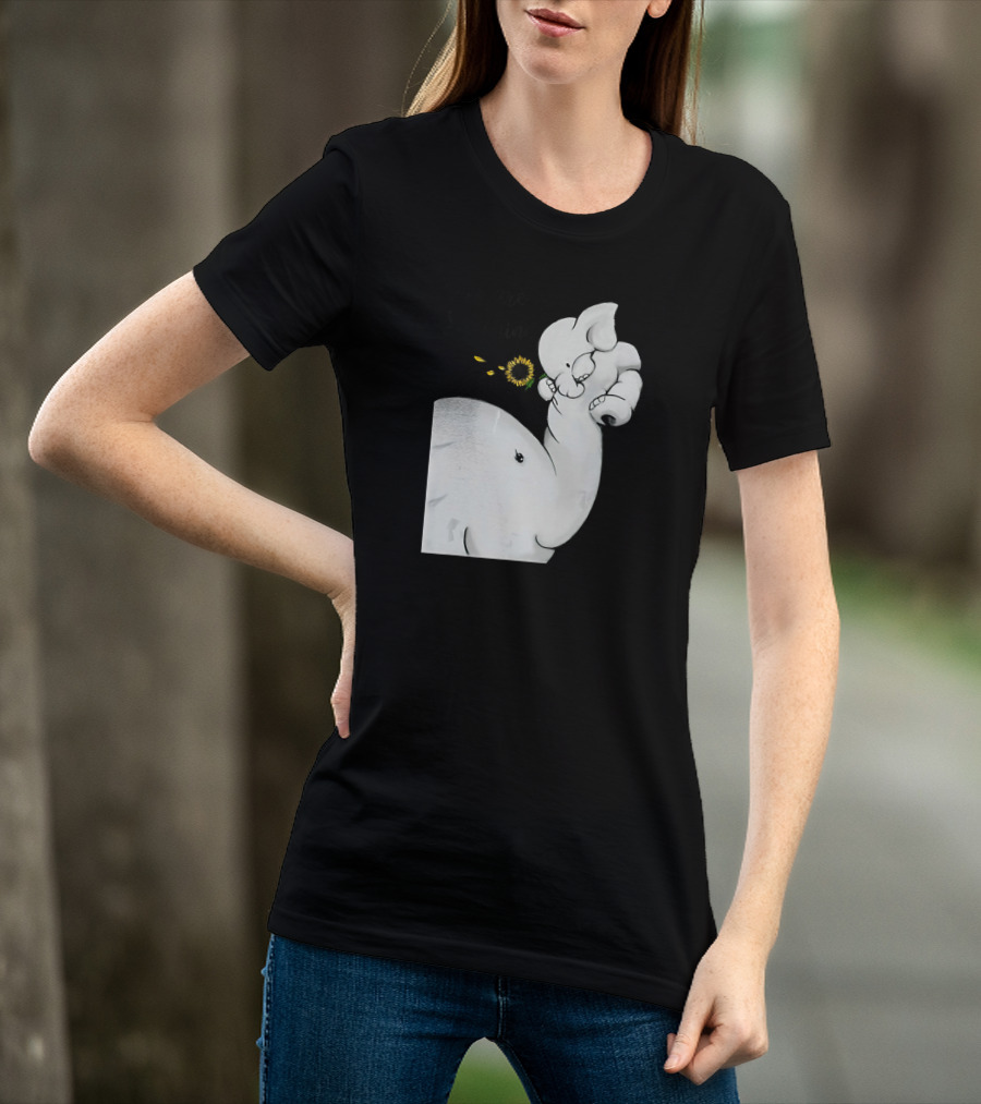 Elephant You Are My Sunshine With Flower And Baby Elephant Hugging T-Shirt