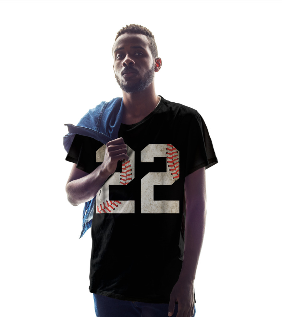 22 Dirt Stitched Baseball Number T-Shirt