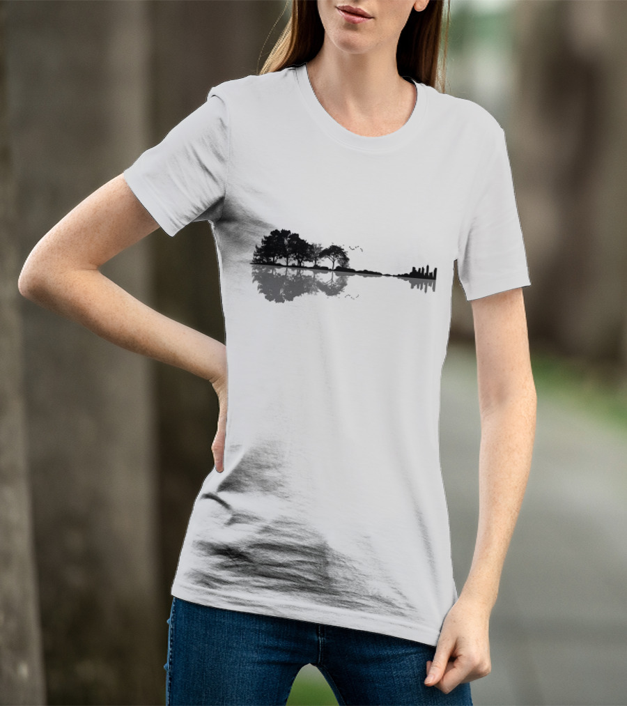 Acoustic Guitar Forest Reflection Nature Music T-Shirt