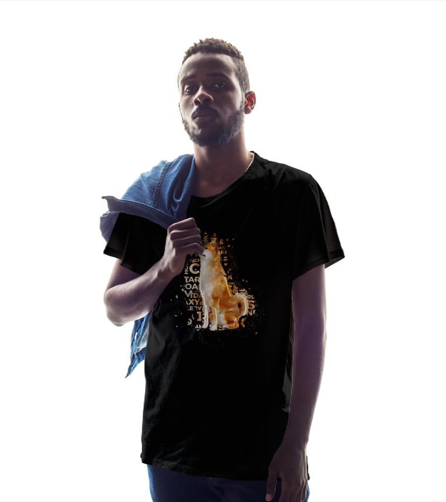 Akita Typography Awe With Text Collage And Dog T-Shirt