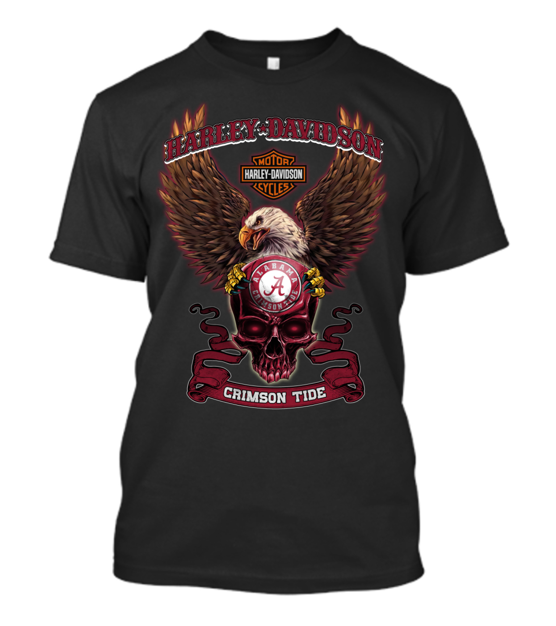 Harley Davidson Alabama Crimson Tide Eagle Skull T-Shirt