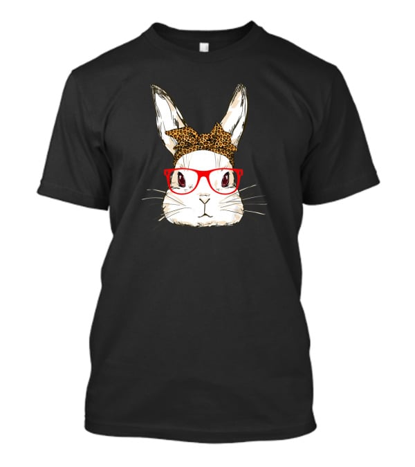 Bunny Mom Leopard Bandana Sunglasses Easter Day Animal T-Shirt